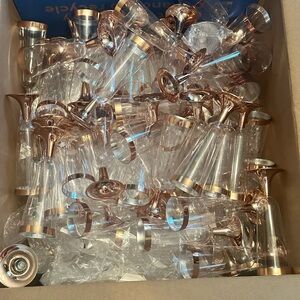 Rose Gold and Clear Plastic Champagne Flutes